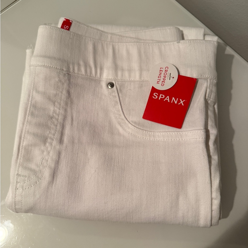 Spanx White Cropped Flare Denim